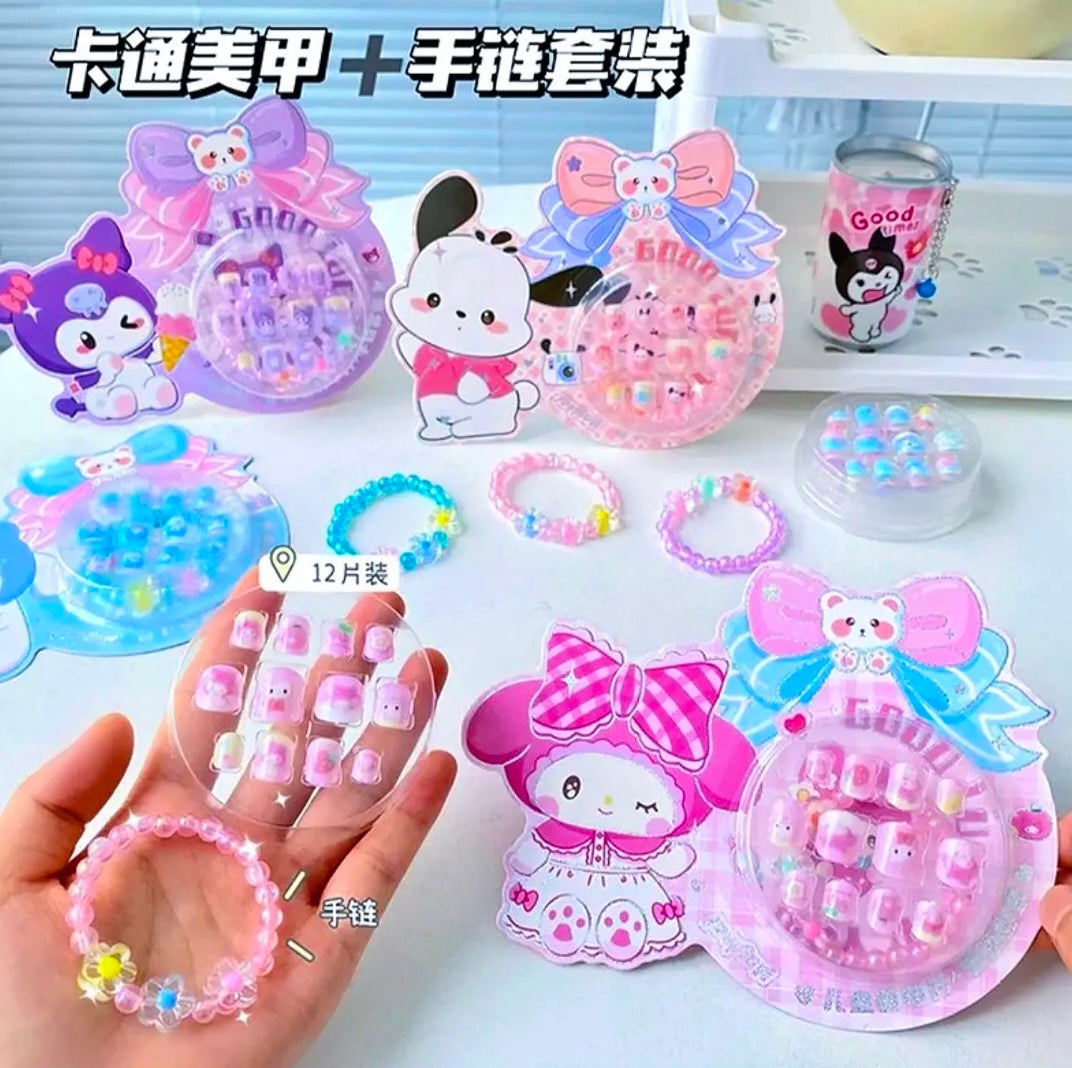 Sanrio nail stickers & Bracelet